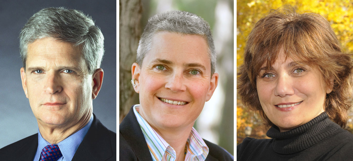 Panelists Edward Walker Jr. '62, Shoshana Keller and Mireille Koukjian.